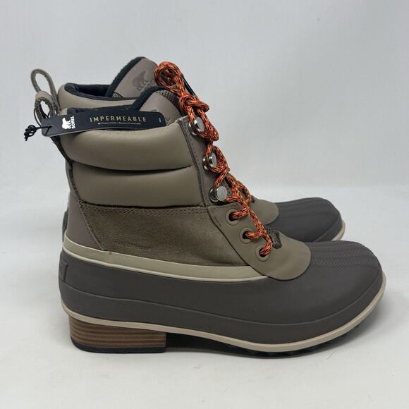 Sorel Slimpack III Hiker Boots Womens 10 Khaki Brown Waterproof Leather Lace Up - Picture 1 of 13